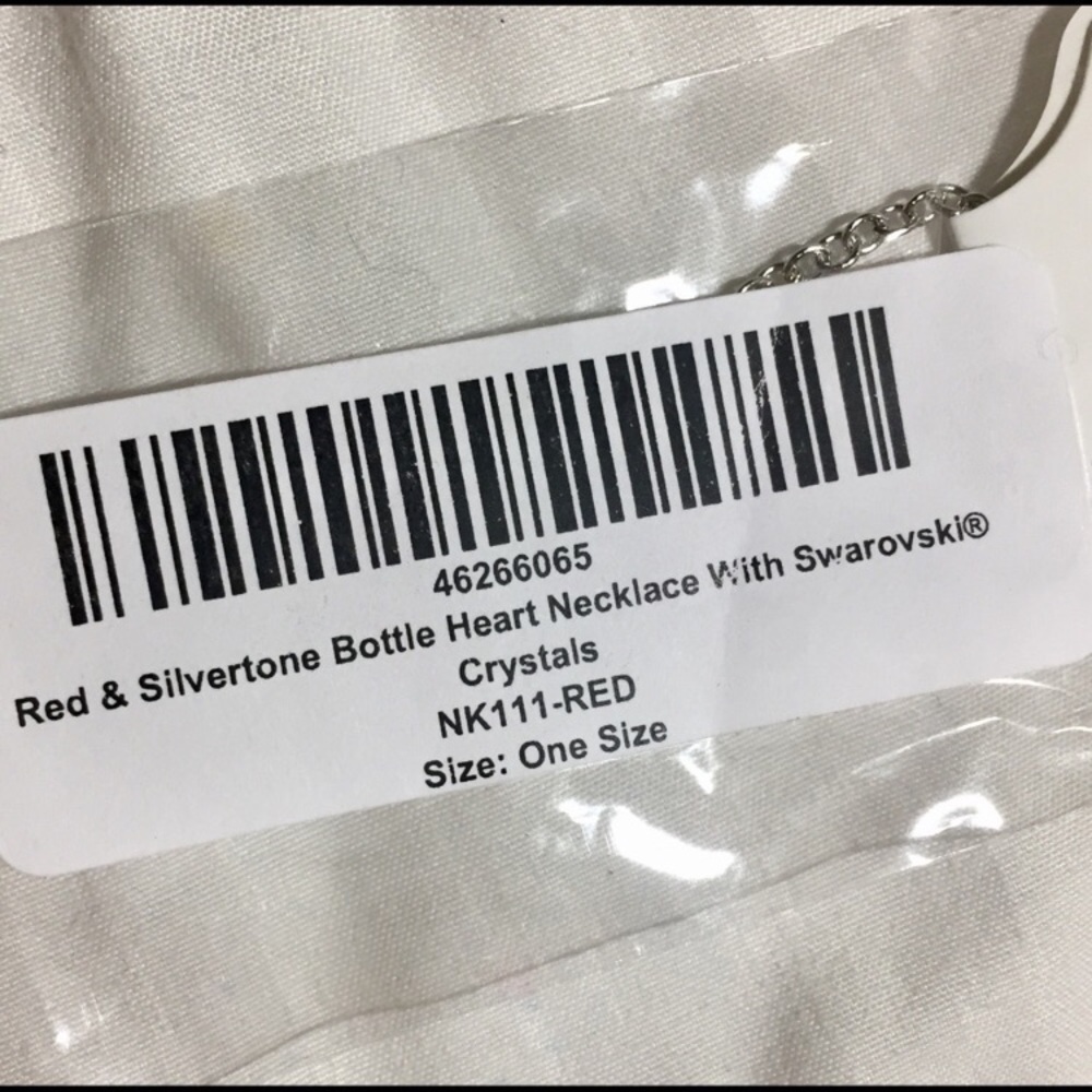 Silver “Red ❤️ in a Bottle” Necklace w/ Crystals - Picture 3 of 3
